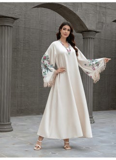 Madam Uniq Women's V-Neck Embroidered Tassel Robe Dress  - Image 5