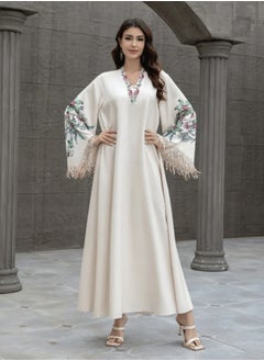 Madam Uniq Women's V-Neck Embroidered Tassel Robe Dress  - Image 1