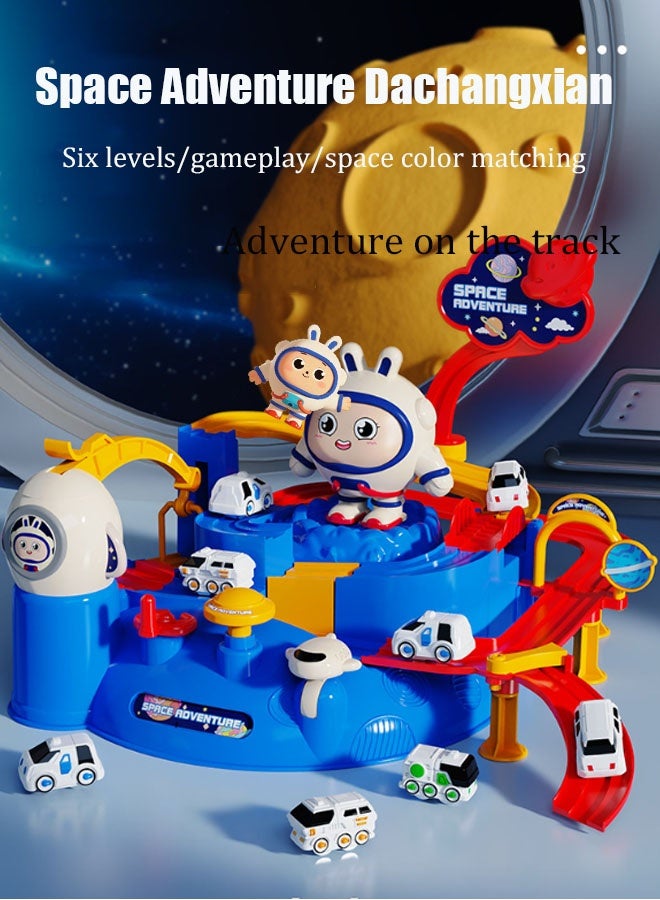 Aikenn Race Track Toys, Space Adventure Toys For Kids, Large Race Track with 2 Cars And 1 Astronaut Model Taxiway, Montessori Kids Toys, Thinking, Fine Motor Skill, Learning, Educational Toy For 3+ Years Kids(Blue) - Image 4