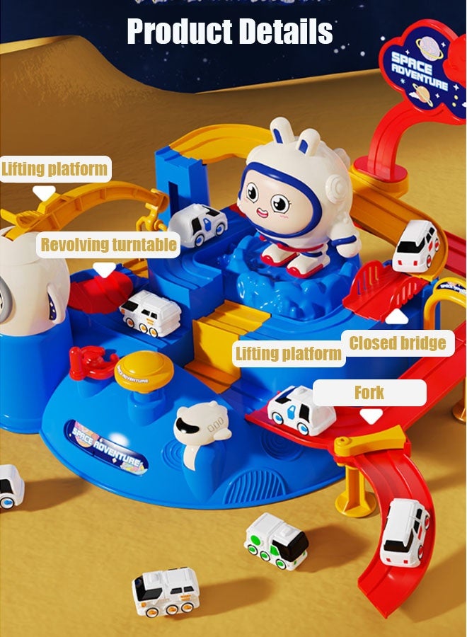 Aikenn Race Track Toys, Space Adventure Toys For Kids, Large Race Track with 2 Cars And 1 Astronaut Model Taxiway, Montessori Kids Toys, Thinking, Fine Motor Skill, Learning, Educational Toy For 3+ Years Kids(Blue) - Image 5