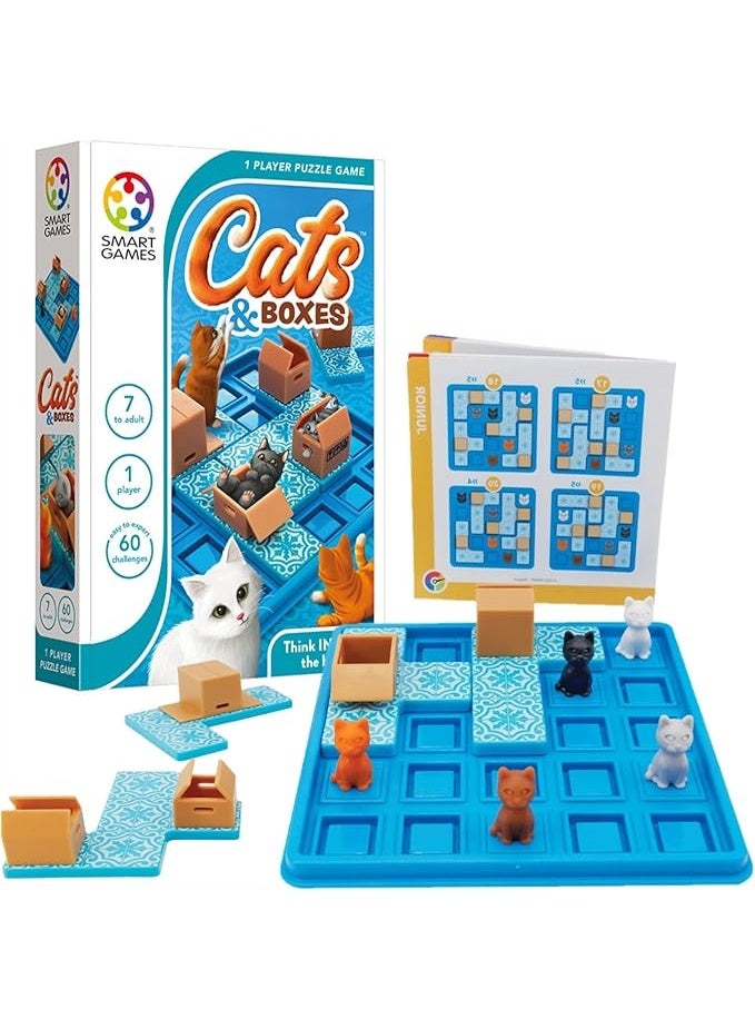 SmartGames Cats & Boxes Puzzle Game – 60 Brain Challenges Travel Game for Kids & Adults - [SG 450 - Image 1