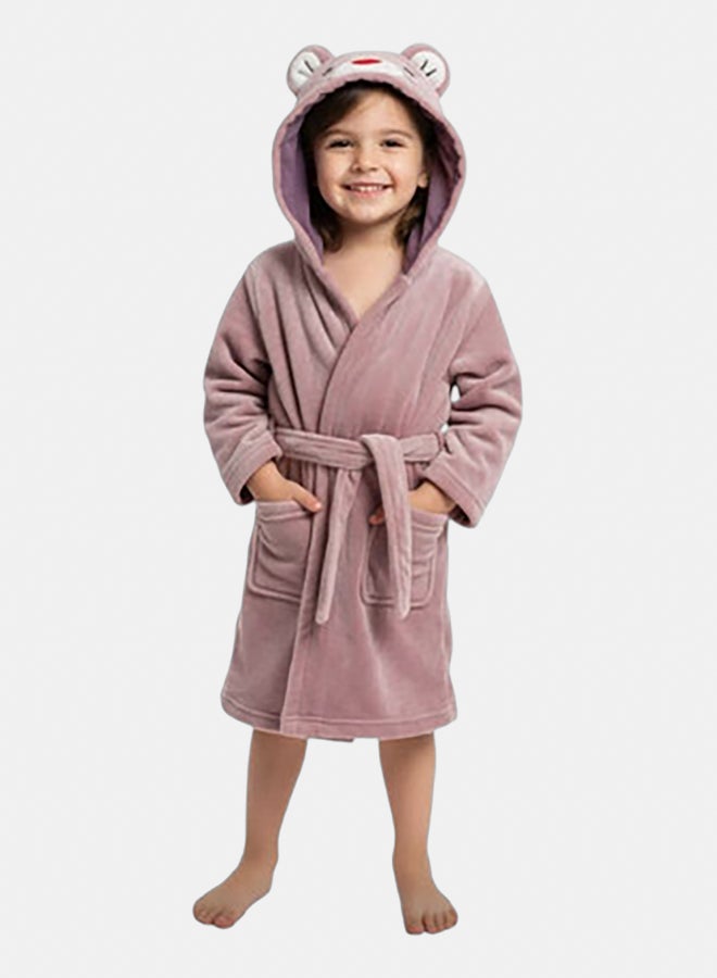 Cotton Front Pockets and Waist Belt Soft Bathrobe For Kids