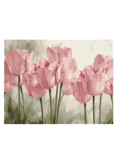 Excefore DIY Paint by Numbers Pink Tulips, for Adults Kids Tulip Paint by Numbers DIY Painting Acrylic Paint by Numbers Painting Kit Home Wall Living Room Bedroom Decoration  - Image 1