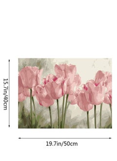Excefore DIY Paint by Numbers Pink Tulips, for Adults Kids Tulip Paint by Numbers DIY Painting Acrylic Paint by Numbers Painting Kit Home Wall Living Room Bedroom Decoration  - Image 2