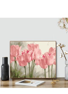 Excefore DIY Paint by Numbers Pink Tulips, for Adults Kids Tulip Paint by Numbers DIY Painting Acrylic Paint by Numbers Painting Kit Home Wall Living Room Bedroom Decoration  - Image 5