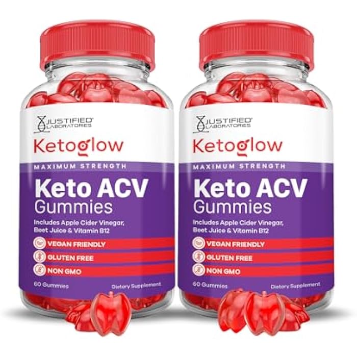 Justified Laboratories (2 Pack) Keto Glow Keto ACV Gummies Advanced Formula 1000MG Ketoglow Keto Gummies Apple Cider Vinegar Formulated with Pomegranate Beet Juice Powder B12 Vegan Non GMO 120 Gummys - Image 1