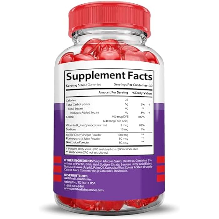 Justified Laboratories (2 Pack) Keto Glow Keto ACV Gummies Advanced Formula 1000MG Ketoglow Keto Gummies Apple Cider Vinegar Formulated with Pomegranate Beet Juice Powder B12 Vegan Non GMO 120 Gummys - Image 5