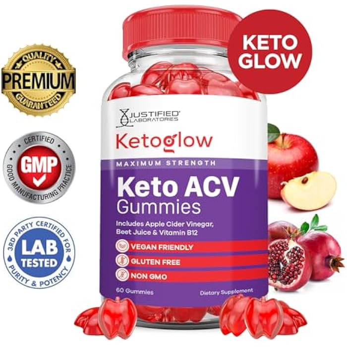 Justified Laboratories (2 Pack) Keto Glow Keto ACV Gummies Advanced Formula 1000MG Ketoglow Keto Gummies Apple Cider Vinegar Formulated with Pomegranate Beet Juice Powder B12 Vegan Non GMO 120 Gummys - Image 2