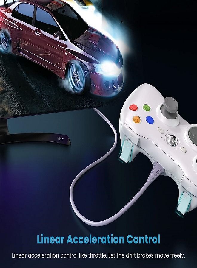 Wired Controller for Xbox 360, Game Controller for 360 with Dual-Vibration Turbo Compatible with Xbox 360/360 Slim and PC Windows 7,8,10,11 (White) - Image 4
