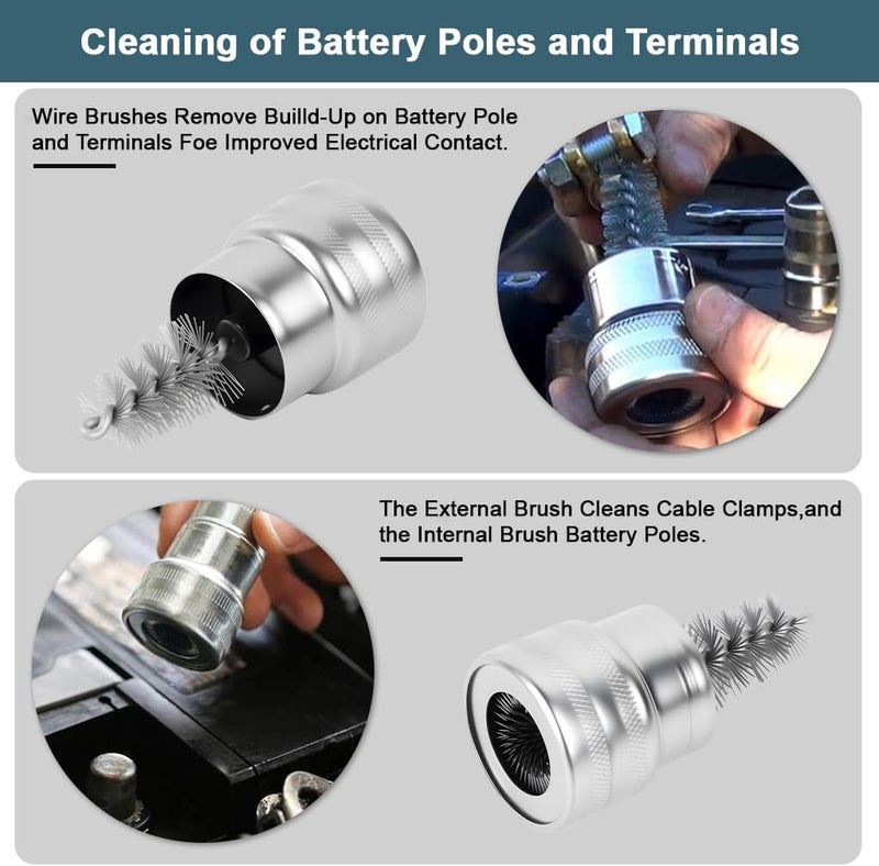 STHIRA ® 2Pcs Battery Terminal and Post Cleaner Wire Brush ToolStainless Steel Wire Brush Cleaning Tool, Vehicle Battery Cleaning Brush, Remove Dirt, Debris, and Rust - Image 4