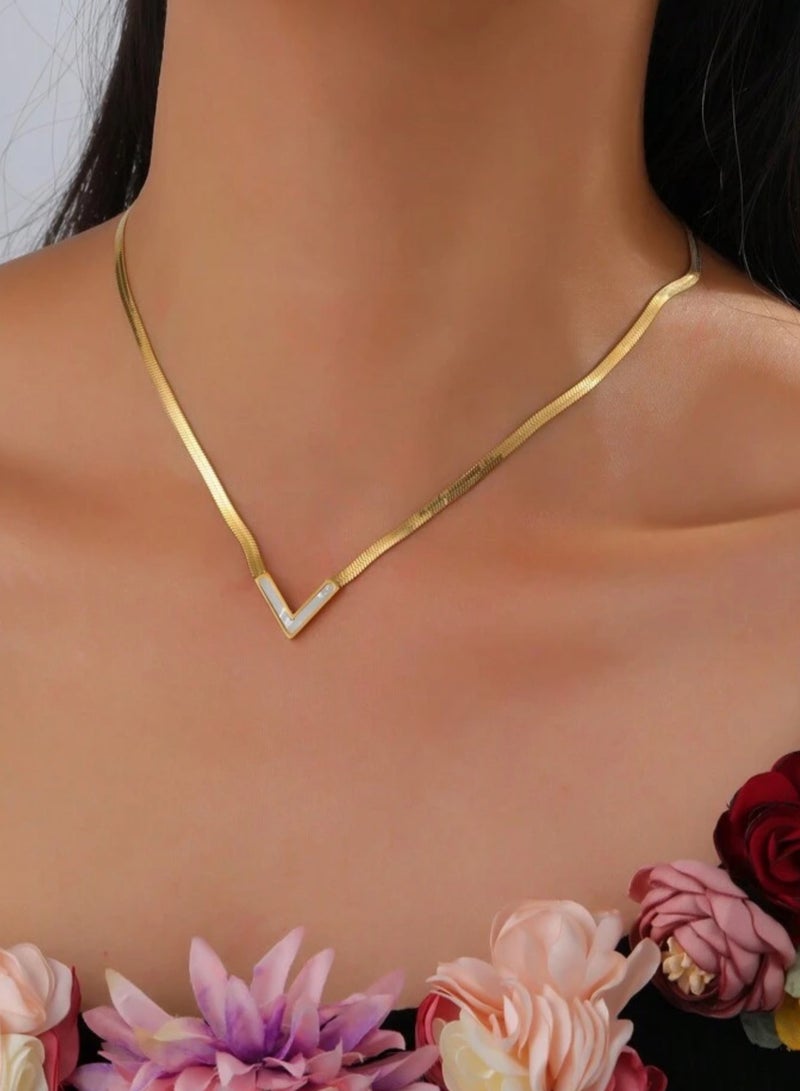 إيكوال سلسال نسائي أنيق من الاستانلس ستيل مطلي باللون الذهبي - Image 2