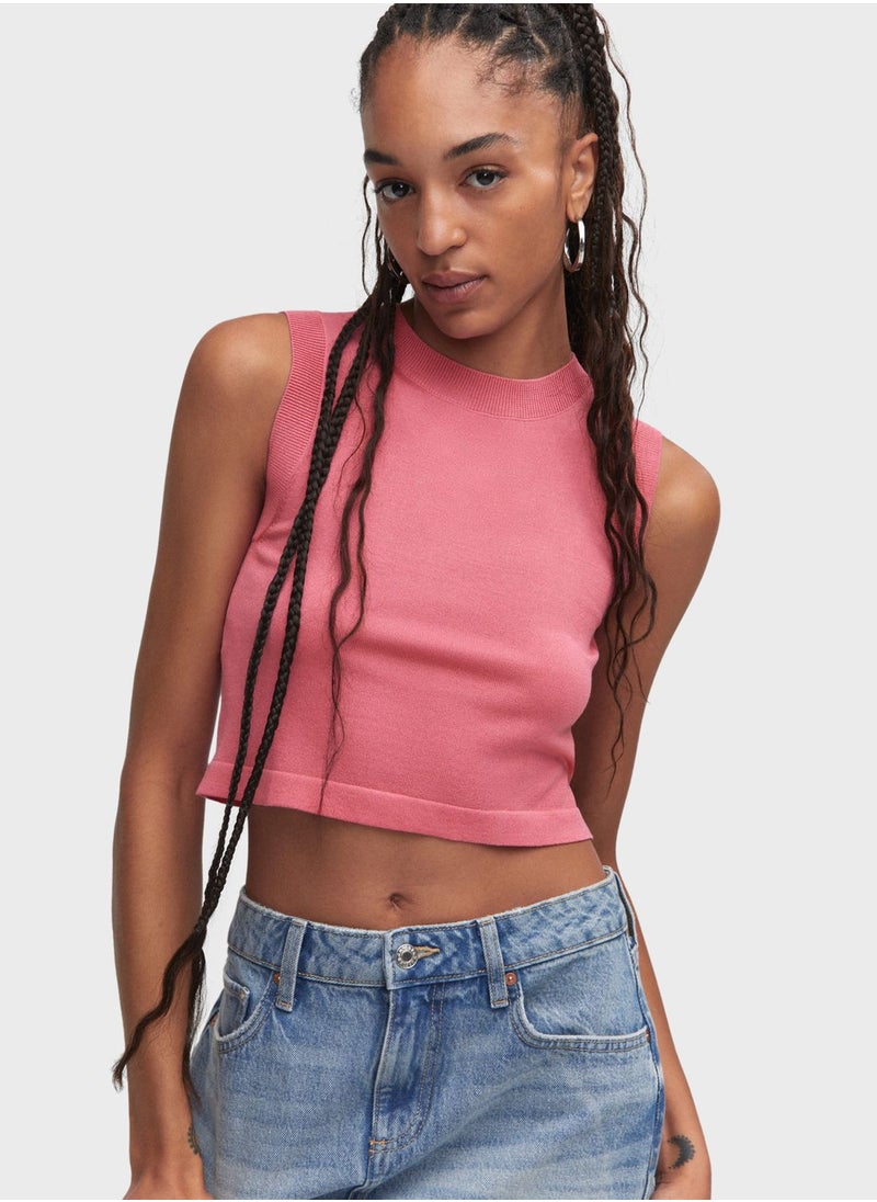 MANGO - Round Neck Crop Top - Image 1