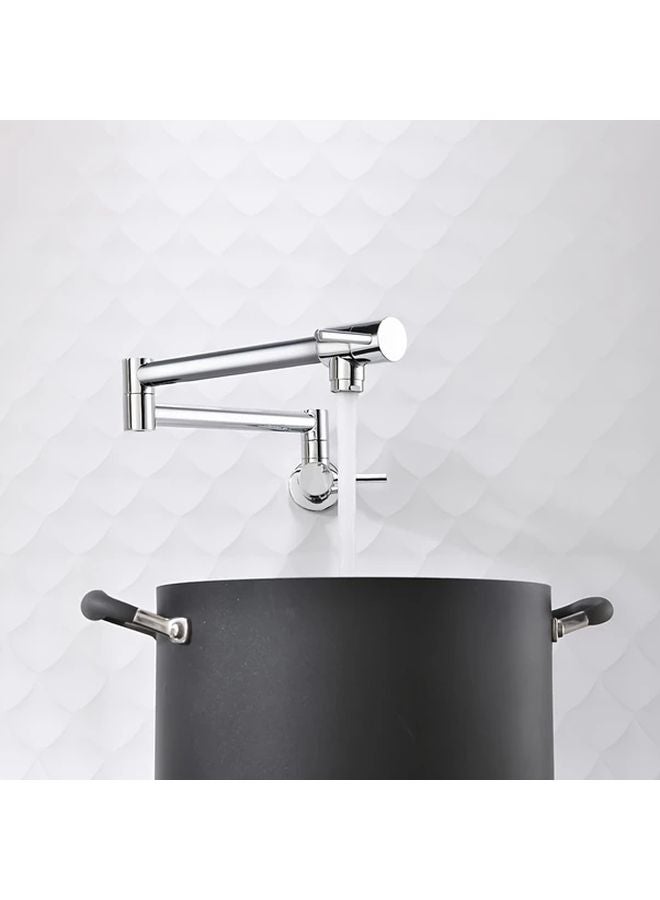 Chrome Wall Mounted Pull Out Kitchen Faucet Brushed Brass Ceramic Valve No Electricity Required - Image 5