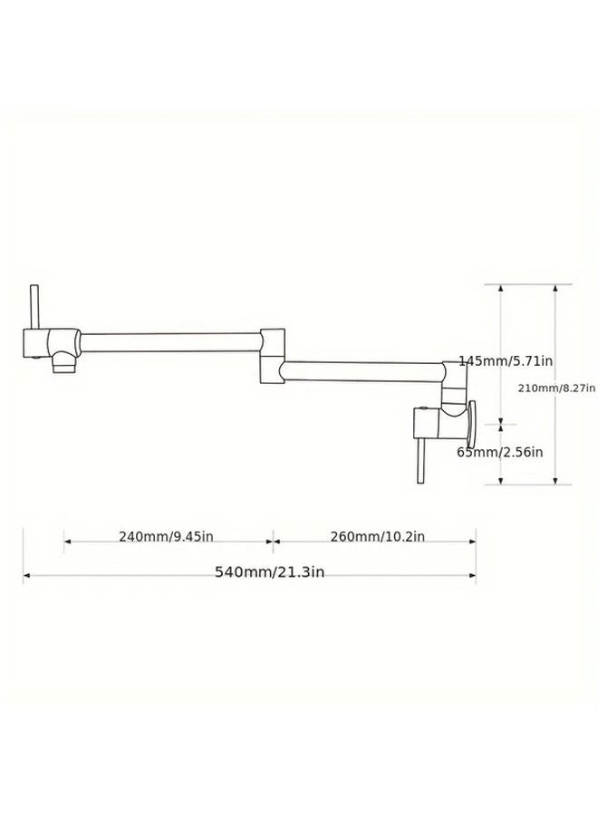 Chrome Wall Mounted Pull Out Kitchen Faucet Brushed Brass Ceramic Valve No Electricity Required - Image 4