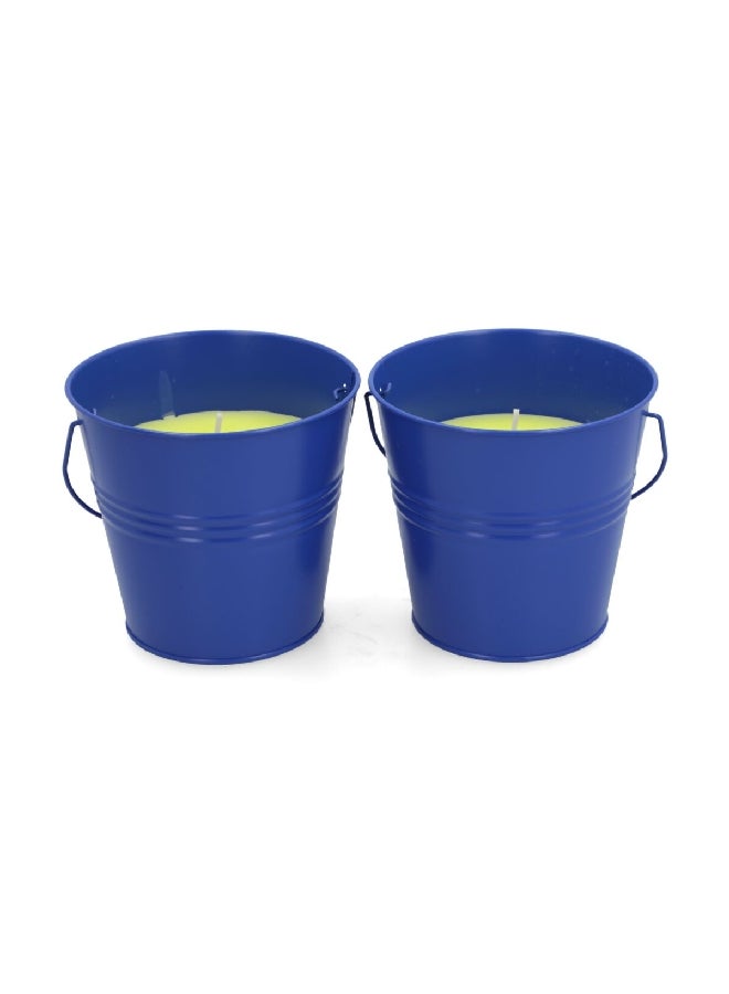 Patio Essentials 2-Piece Citronella Scented Painted Bucket Candle Set Blue 10 oz 21108P-2 - Image 1