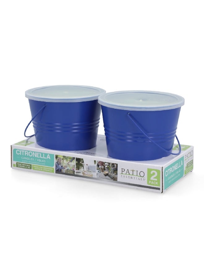 Patio Essentials 2-Piece Citronella Scented Painted Bucket Candle Set Blue 10 oz 21108P-2 - Image 4