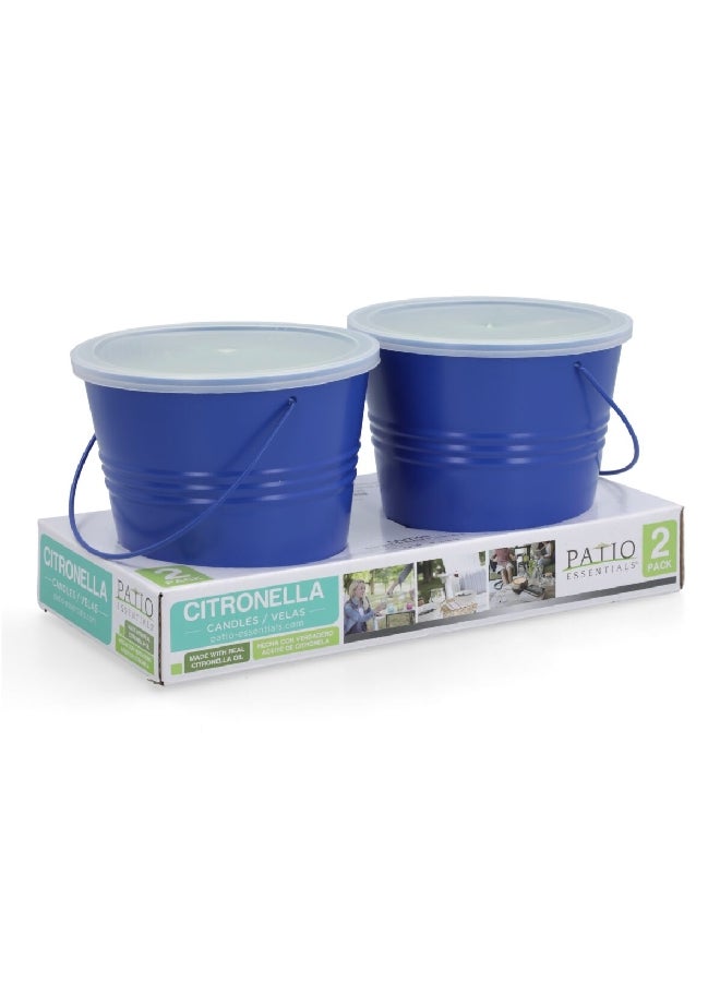 Patio Essentials 2-Piece Citronella Scented Painted Bucket Candle Set Blue 10 oz 21108P-2 - Image 3