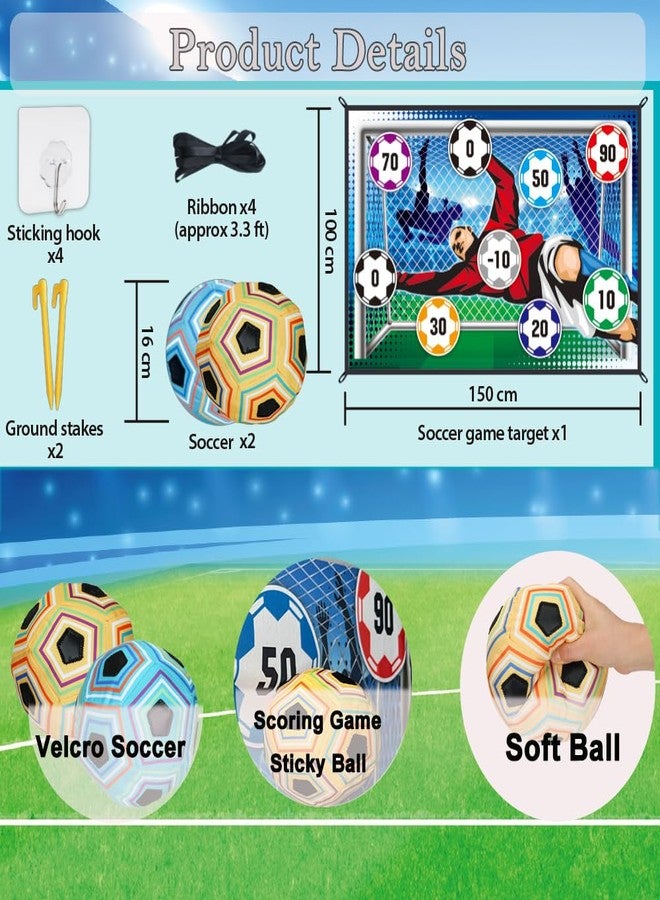 MRPAPA Kids Soccer Ball Target Game Set, Indoor Outdoor Sticky Soccer Game with 2 Soft Balls, 150x100cm Large Soccer Shooting Target, Fun Sports Toy Gift for Boys Girls Ages 3+ Backyard Yard Lawn Party Play - Image 2