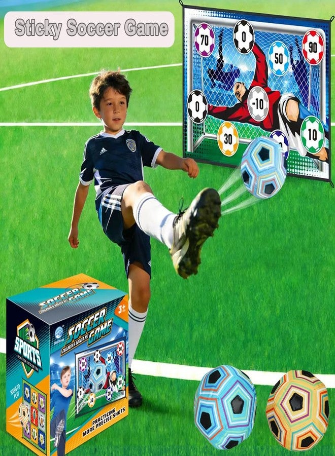 MRPAPA Kids Soccer Ball Target Game Set, Indoor Outdoor Sticky Soccer Game with 2 Soft Balls, 150x100cm Large Soccer Shooting Target, Fun Sports Toy Gift for Boys Girls Ages 3+ Backyard Yard Lawn Party Play - Image 3