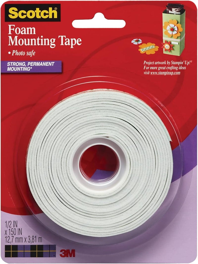 Scotch Permanent Foam Mounting Tape, 12.7mm x 3.8m, Strong Adhesive for Crafting and Household Use - Image 2