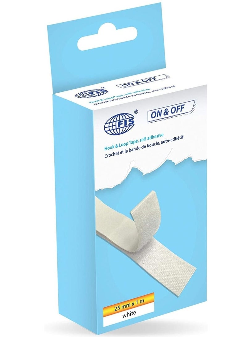 FIS Hook & Loop Tape White Color, 25 mm x 1 Meter, White Color - FSTAHL25 - Image 2