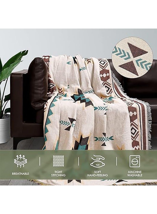 Reversible Two-Sided Knitted Sofa Covers Bohemian Couch Cover Blanket Universal Sofa Slipcover Washable cover set Couch Covers Non Slip & Seat Sofa Chair Slipcover (180*300cm)
