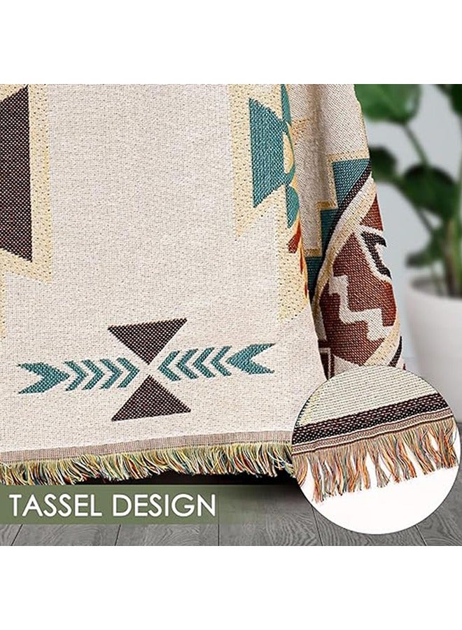 Reversible Two-Sided Knitted Sofa Covers Bohemian Couch Cover Blanket Universal Sofa Slipcover Washable cover set Couch Covers Non Slip & Seat Sofa Chair Slipcover (180*300cm)