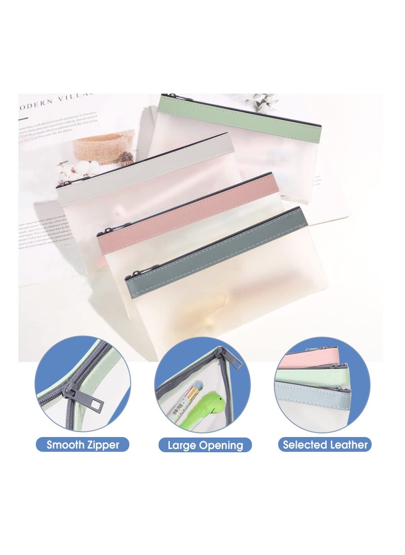 SYOSI - 4 Pcs Pencil Case, Makeup Bag for Girls Women Pencil Storage Pouch, Clear Pencil Pouches, Zipper Pen Case Bag, Office College School Gift for adults Teen Girl Boy - Image 1