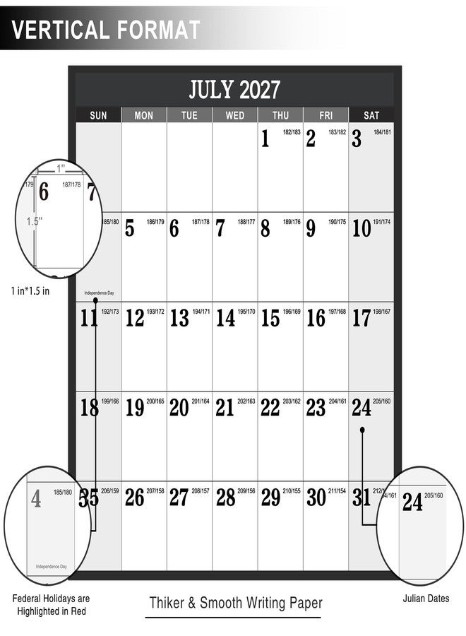 Artfan 2027 Calendar - 2027 Yearly Wall Calendar, Jan.2027 - Dec.2027, Yearly Wall Calendar 2027, 34.8" x 22.8"(open), Round Stickers, Vertical - Grey - Image 4