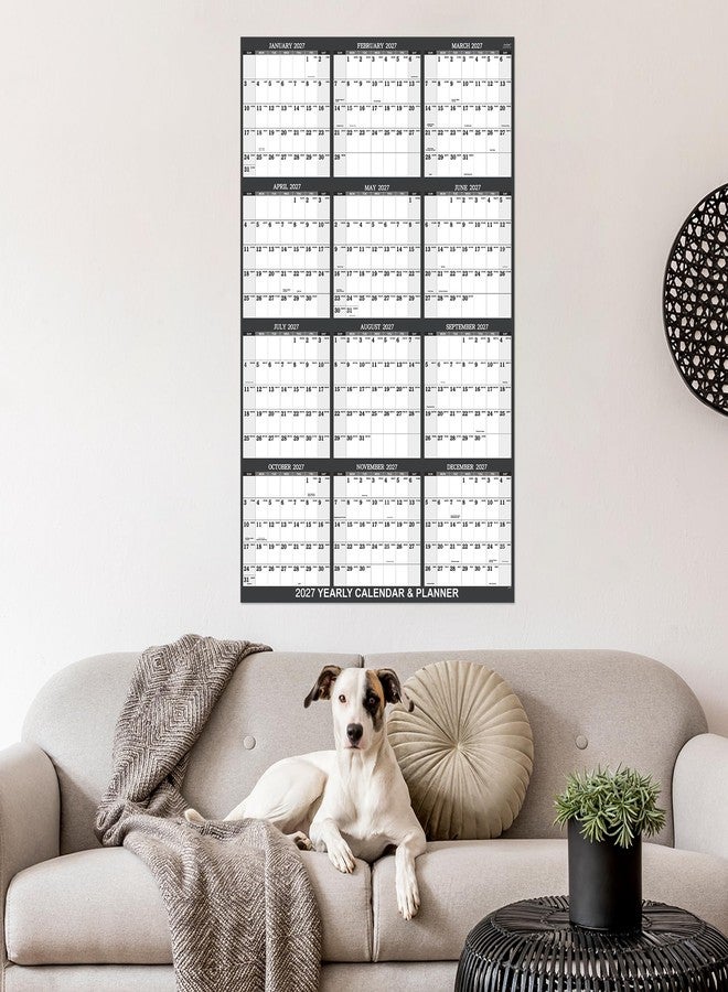 Artfan 2027 Calendar - 2027 Yearly Wall Calendar, Jan.2027 - Dec.2027, Yearly Wall Calendar 2027, 34.8" x 22.8"(open), Round Stickers, Vertical - Grey - Image 2