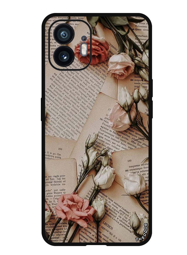 Theodor Protective Case Anti Scratch Shock Proof Bumper Cover For Nothing Phone (2) Books and Flowers - Image 1
