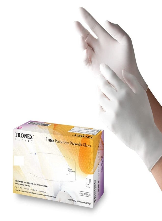 TRONEX 3667 Rubber Latex Disposable Glove, General Purpose, Food Preparation, Non Medical, Fully Textured, Powder Free, Natural Color, X-Large, Box of 100 - Image 1