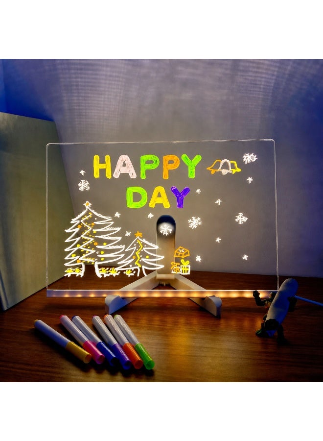 كابسترو لوحة رسم مضيئة LED للأطفال – لوحة كتابة أكريليك قابلة لإعادة الاستخدام مع 7 أقلام نيون ملونة، لوحة رسائل ورسومات قابلة للمسح للعب الإبداعي والهدايا – حامل أبيض كبير - Image 1