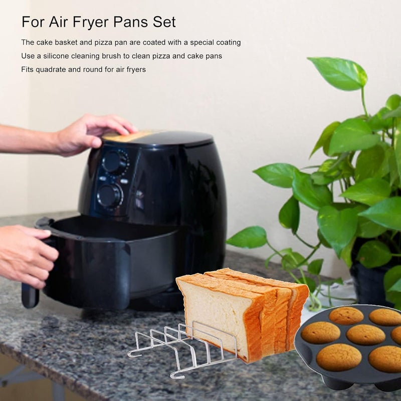 Stainless Steel Air Fryer Pans Set, Heatproof Non - Stick Baking Tray Set with Cake Mold and Grill Racks, Easy - Clean Accessories for Cosori Air Fryers (20cm) - Image 5