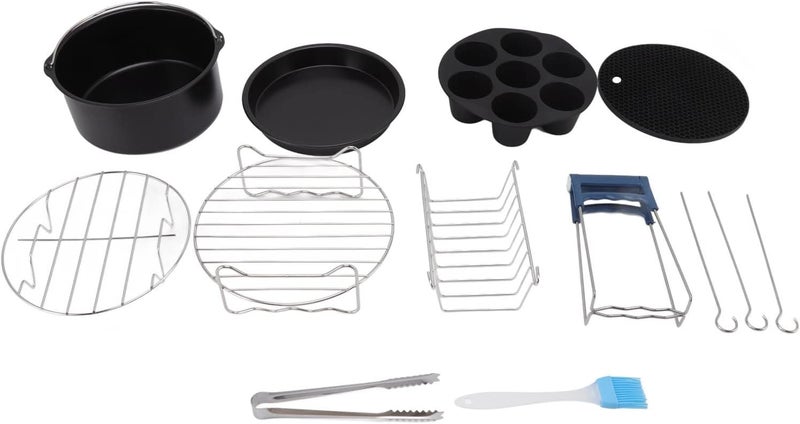 Stainless Steel Air Fryer Pans Set, Heatproof Non - Stick Baking Tray Set with Cake Mold and Grill Racks, Easy - Clean Accessories for Cosori Air Fryers (20cm) - Image 1