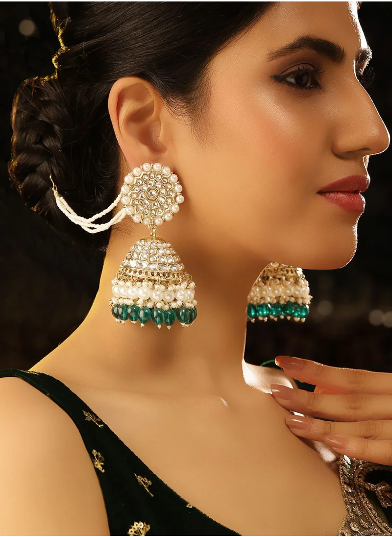 Priyaasi Plated Pearls Dome Shape Jhumkas