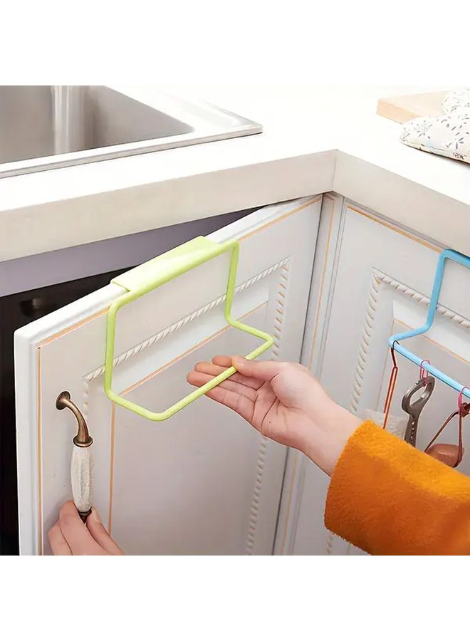 Green Plastic Cabinet Door Towel Rack Non Perforated Storage Hanger For Kitchen Bathroom - Image 5