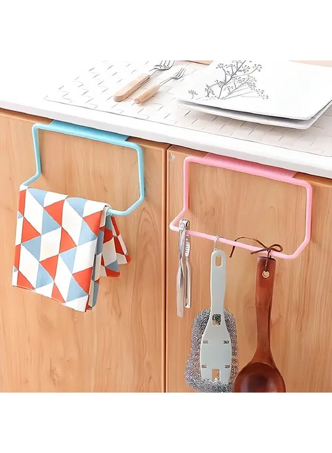 Green Plastic Cabinet Door Towel Rack Non Perforated Storage Hanger For Kitchen Bathroom - Image 4