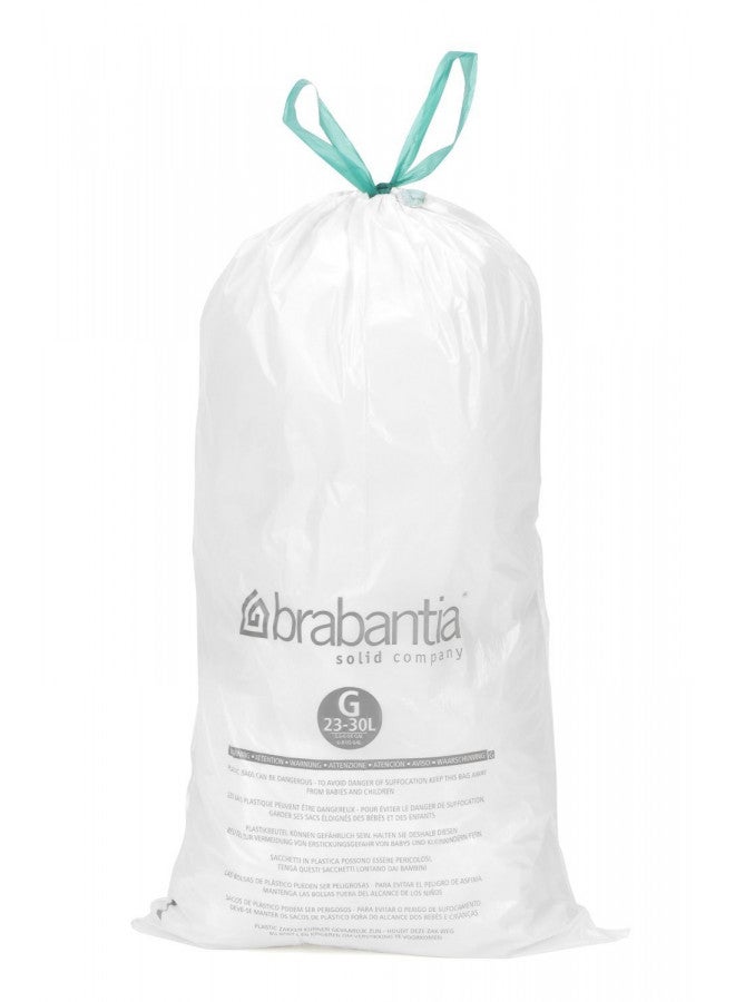 Brabantia PerfectFit Trash Bags (Size G / 6-8 Gallon) Thick Plastic Trash Can Liners with Tie Tape Drawstring Handles (20 Bags) - Image 3