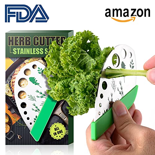 Leen4You Herb Stripper Herbs Cutter Scissors Stainless Steel Leaf Remover Stripping Tool Vegetable Kitchen Gadget Tool with Protective Holder - Image 4