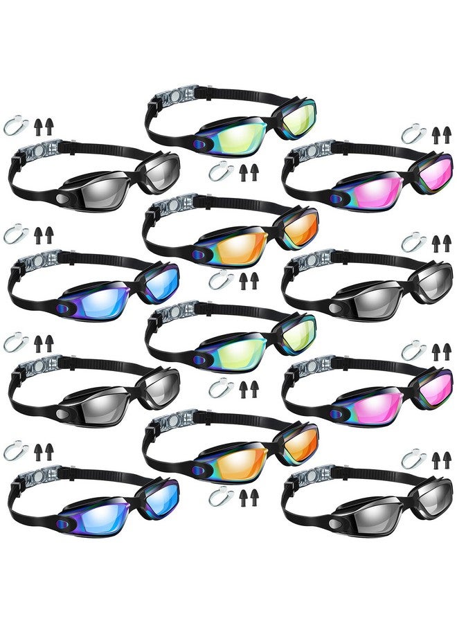 Flutesan 12 Pcs Swimming Goggles Adult Kids Swim Goggles For Men Women Youth No Leaking Uv Full Protection Crystal Clear Vision Anti Fog Swim Goggles With Soft Silicone Adjustable - Image 1