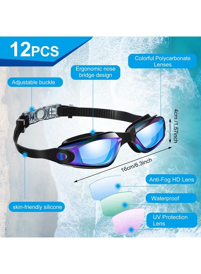 Flutesan 12 Pcs Swimming Goggles Adult Kids Swim Goggles For Men Women Youth No Leaking Uv Full Protection Crystal Clear Vision Anti Fog Swim Goggles With Soft Silicone Adjustable - Image 3
