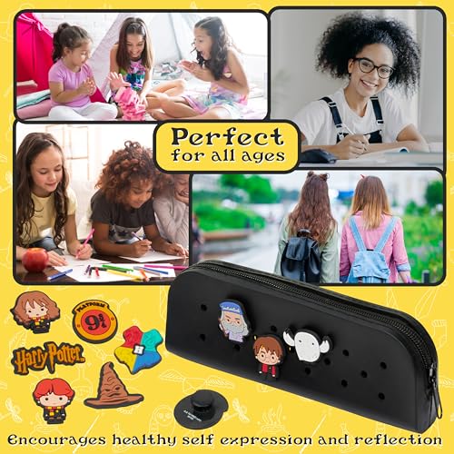 Harry Potter A5 Customizable Notebook and Zipped Pencil Case Stationery Set with Character Chibi Pins Sticky Notes Hogwarts Gifts for Kids - Image 5