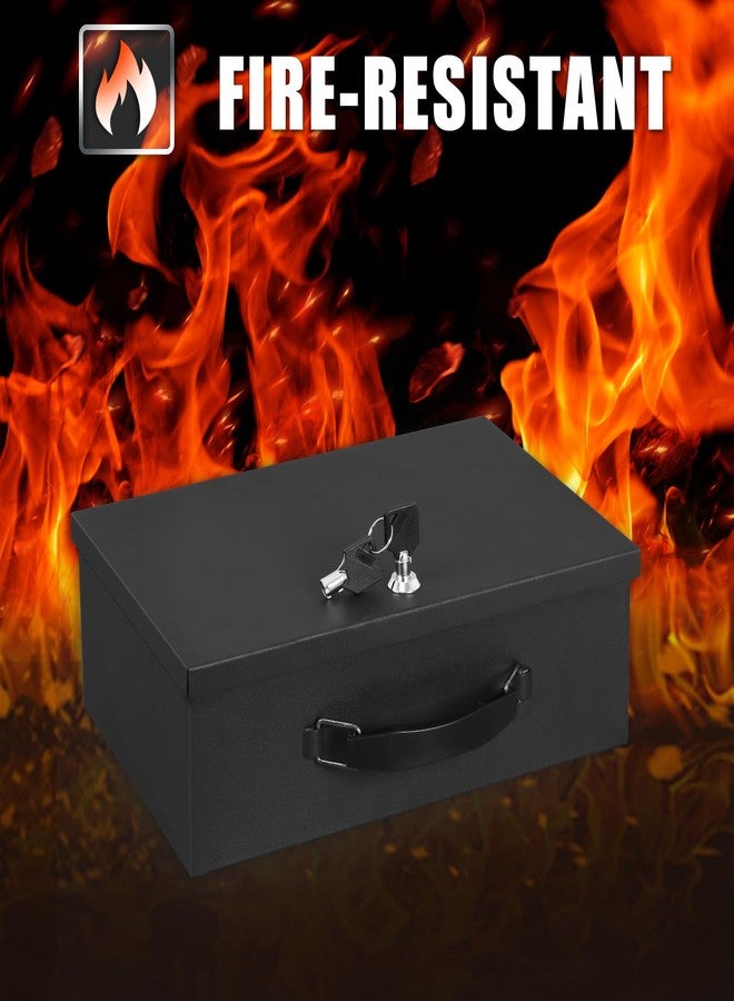xydled Fire Resistant Safe Fire Safe Box with Key Lock for Home Office Security Storage for Valuables Documents,13.2"x 11"x 5.1" Inch,Black - Image 2