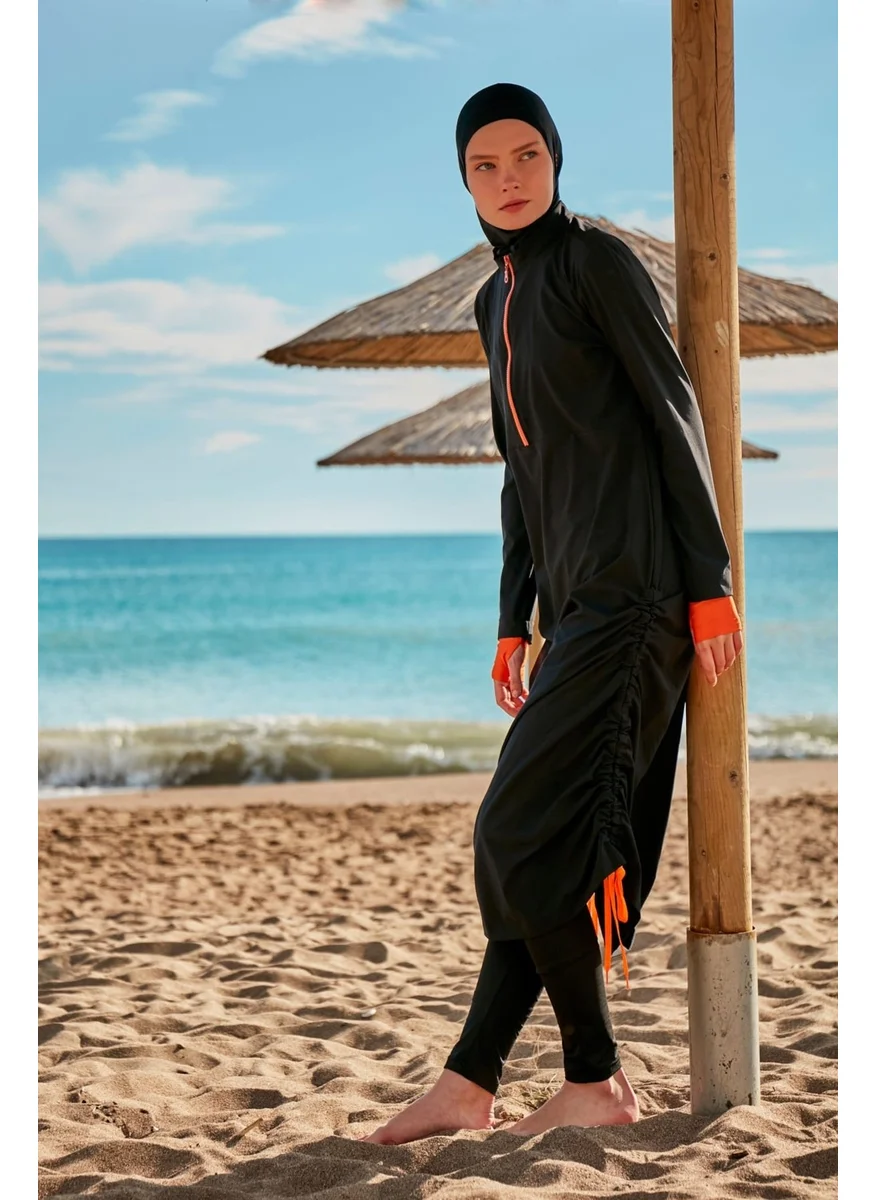 مارينا Parachute Fabric Black Fully Covered Hijab Swimsuit M2414