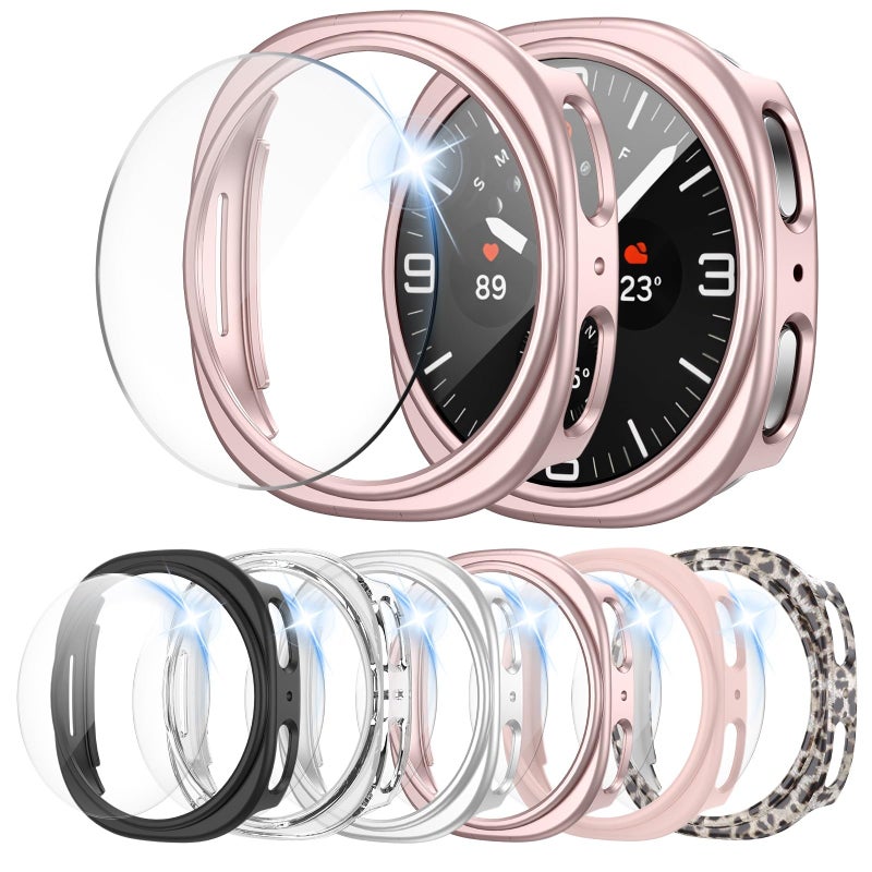 HASDON [6+6Pack Screen Protector Case for Samsung Galaxy Watch 8 40mm, Bubble Free Anti-Fog Tempered Glass Film and Waterproof Hard PC Protective Bumper No Water Collected Protective Cover Set - Image 1