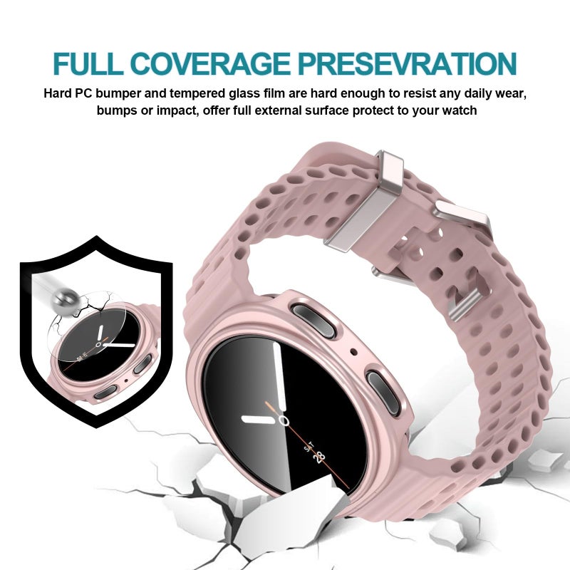 HASDON [6+6Pack Screen Protector Case for Samsung Galaxy Watch 8 40mm, Bubble Free Anti-Fog Tempered Glass Film and Waterproof Hard PC Protective Bumper No Water Collected Protective Cover Set - Image 4