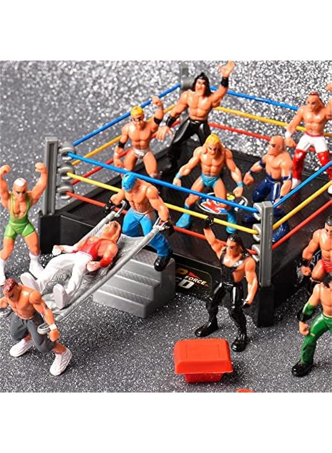 2 Set Mini Wrestling Playset With Action Figures And Accessories,Wrestling Toys For Kids,Wrestler Warriors Toys With Realistic Accessories,Fun Miniature Fighting Action Figures,Gift For Boys And Gir - Image 5