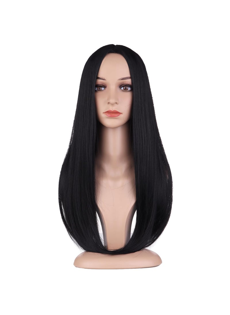 BERON - BERON Black Wigs Straight Long Wig Middle Part Womens Wig for Cosplay Halloween Party or Daily Use Wig Cap Included - Image 1