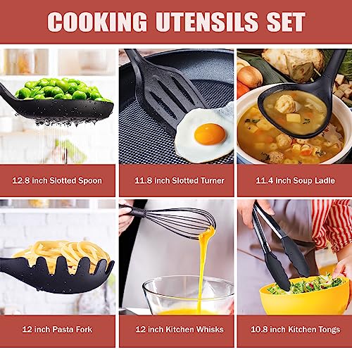 RAXCO Kitchen Utensils Set,18-Piece Cooking Tools and Sharp Knives,Stainless Steel Holder and Cutting Board - Image 3